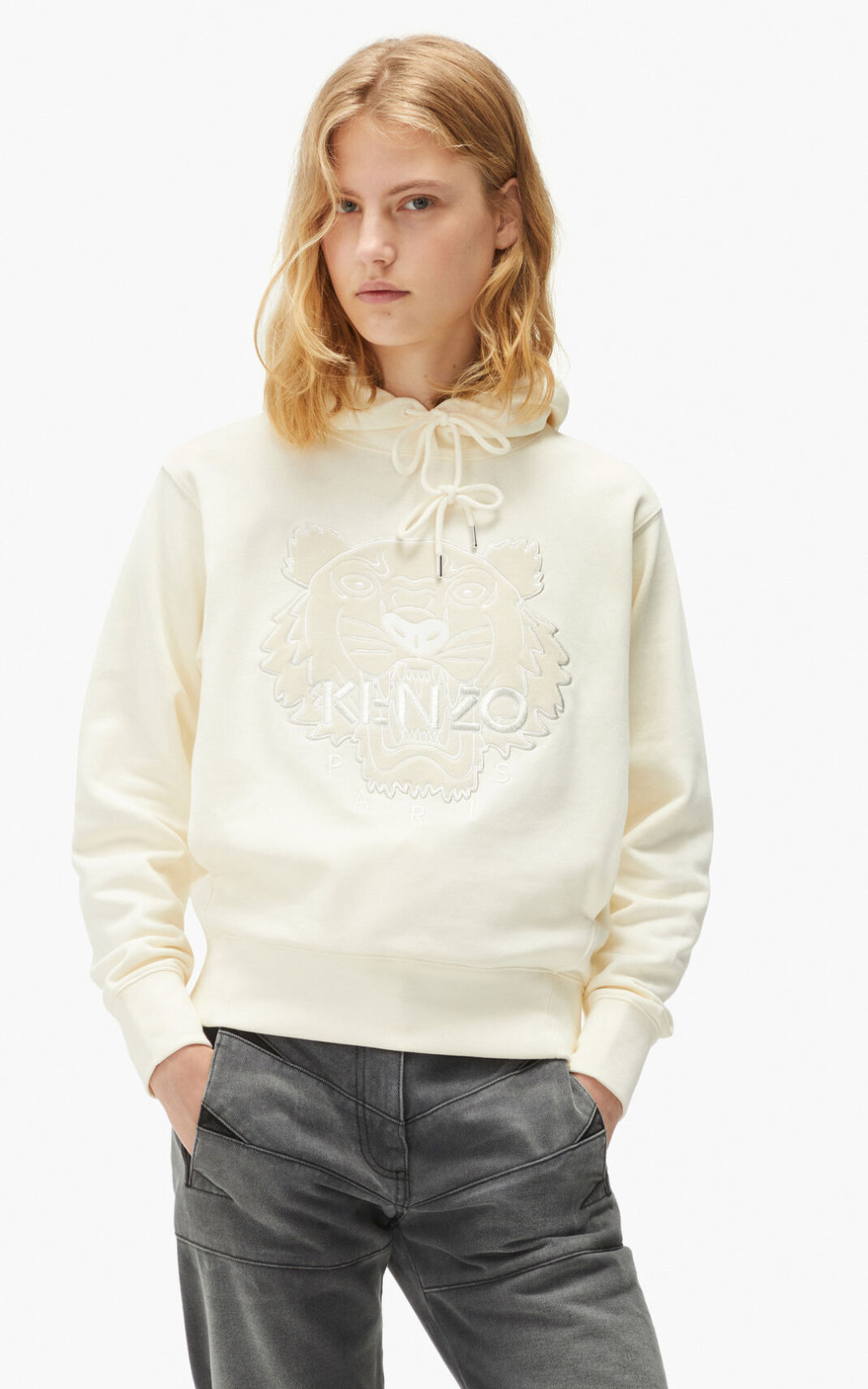 Kenzo The Winter Capsule Tiger Ženska Puloverji S Kapuco Bela SI-4959559